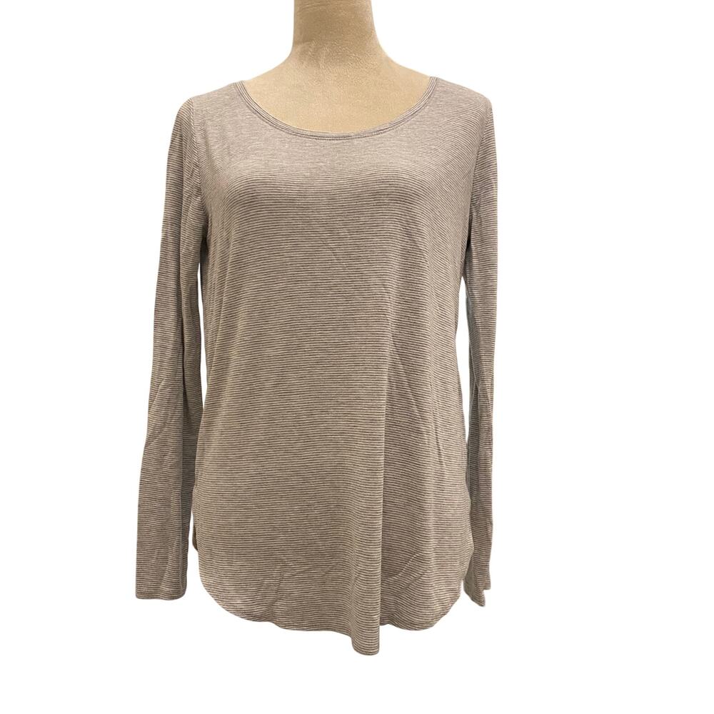 Abercrombie & Fitch Sz Medium Super Soft Light Gray Striped Long Sleeve T-Shirt